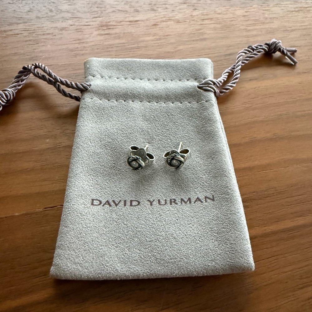 DAVID YURMAN DIAMOND STERLING SILVER INFINITY STUD EARRINGS